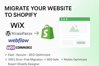 migrate wix wordpress to shopify webflow website woocommerce any cms to shopify