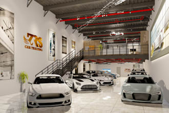 design modern 3d car showroom, auto gallery, showroom design, auto showroom