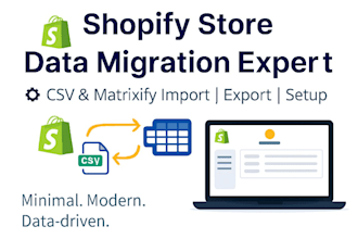 setup shopify store data migration CSV or matrixify format import or export data