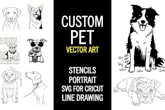 draw custom vector line art of your pet in 4 hours