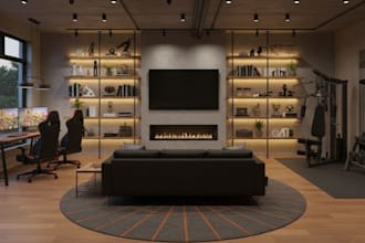 3d interior basement design and renovations modern ,stylish