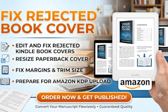 fix KDP rejected book cover, resize paperback cover, fix margin for amazon KDP