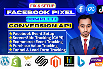 setup facebook meta pixel shopify, conversion api, fix tiktok pixel, ga4 by gtm