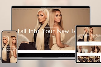 design a luxury shopify website for beauty, hair and wig brands