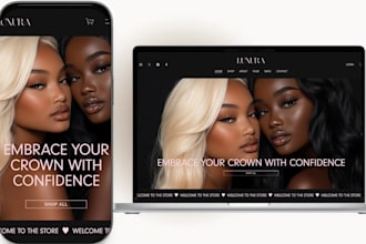 design a luxury shopify website for beauty, hair and wig brands