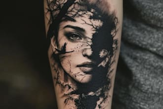 minimalist unique tattoo sketch, sleeve tattoo design