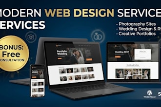 design beautiful photography, portfolio, and wedding website with online booking