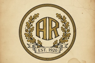 design a timeless vintage monogram logo for your brand