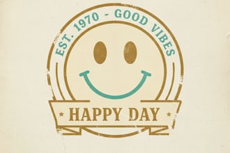 design a vintage smile logo with classic charm and positive vibes