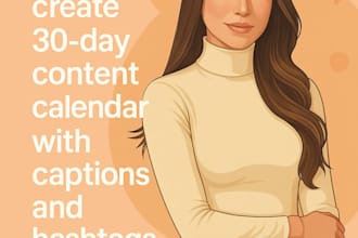 create 30 day content calendar with captions and hashtags