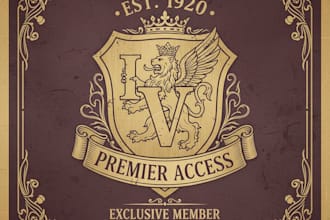 design a luxurious vintage VIP logo for your premium brand
