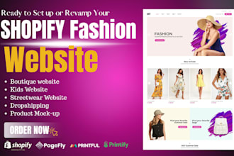 design shopify clothing website, fashion store, online boutique, kids store, y2k