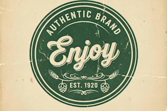 design a vintage enjoy logo with happy and classic vibes