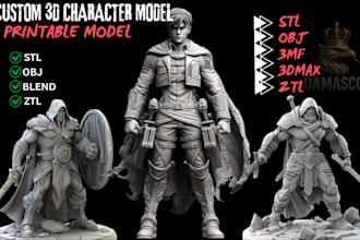 convert 2d to 3d model, 3d toys, statues 3d model 3d character for 3d printing