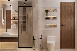 do bathroom interior design in 3d and render