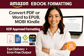 convert PDF or word doc to epub, mobi, kindle ebook formatting for amazon KDP
