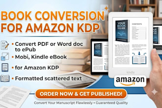 convert PDF or word doc to epub, mobi, kindle ebook formatting for amazon KDP