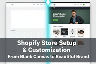 do shopify store setup, theme customization, and collection creation
