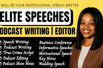 do speech podcast show notes editing wedding informative speech writer writing