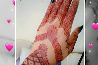 create beautiful handdrawn mehndi  henna designs for weddings and events