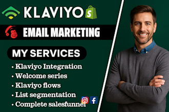do shopify store marketing, klaviyo email flows, and sales funnel setup