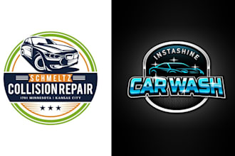 do modern auto detailing, auto repair, car and automotive logo design