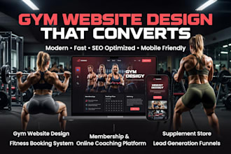 design gym website, fitness website, personal trainer or workout website