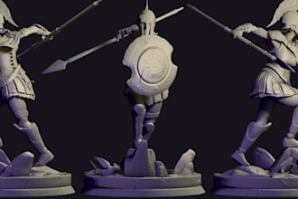 make 3d character,fantasy creature,swordmen,realistic warrior sculpt,miniature
