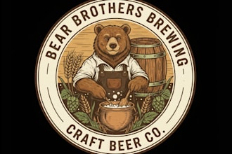create a unique vintage brewing craft beer mascot logo