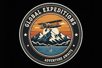 do vintage mascot travel logo design for your brand
