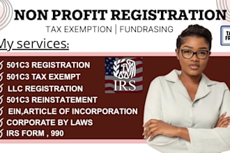 expert 501c3 nonprofit ,llc formation with tax exempt filing assistance