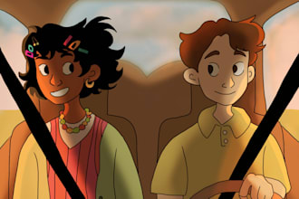 illustrate digital characters and background