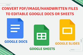 convert PDF, image, handwritten files to editable google docs or sheets