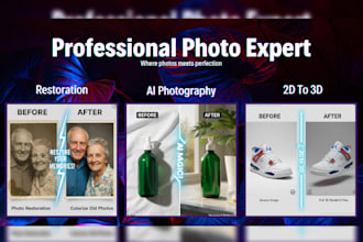 create realistic ai product photos restore images and convert photos to 3d model