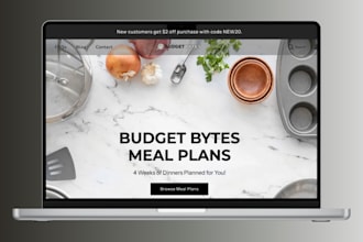 design and optimize food or snacks brand, meal prep shopify store, meal website