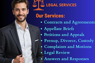draft legal motions, complaints, briefs, prenups, appeals