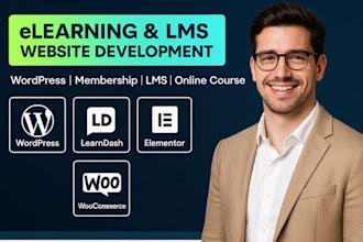 build wordpress lms website, elearning website design, learndash tutor lms