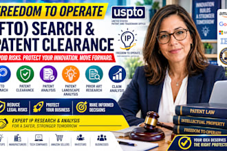 conduct a freedom to operate fto search, patent clearance and analysis