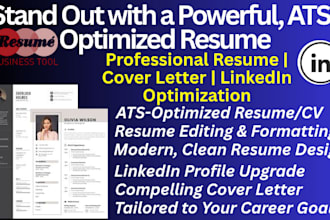 provide professional ats resume writing cv writing cover letter linkedin service