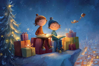 christmas book illustration, children story book illustration, christmas