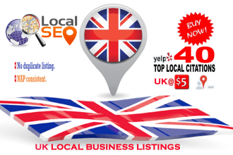 do 40 UK live local citations for your business listings