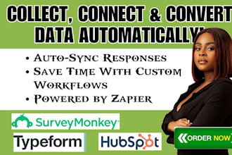 automate typeform, surveymonkey, and hubspot CRM data with zapier make com