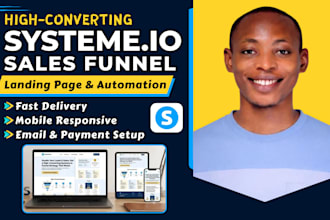 design systeme io landing page, systeme io sales funnel and systeme io website
