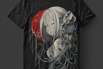 draw a japanese t shirt illustration