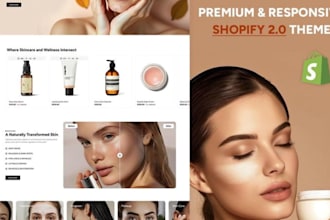 design skincare shopify store, skincare website and skincare store