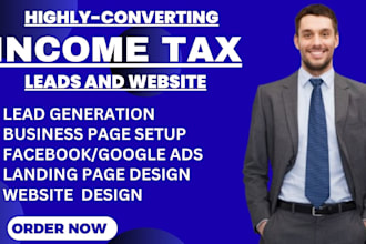 deliver targeted income tax leads tax landing page income tax website
