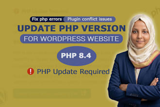 update php version and fix php errors for wordpress website