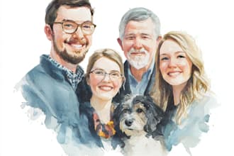custom watercolor family portrait from photo