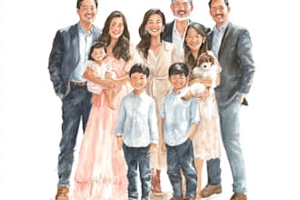 create a watercolor family portrait