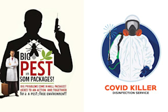 make unique pest control disinfectant worker service logo